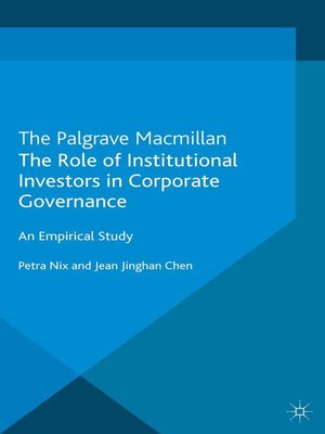 cover image of The Role of Institutional Investors in Corporate Governance